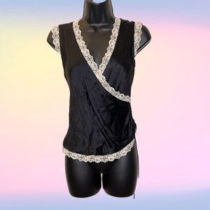 Sexy Black silk and lace Blouse